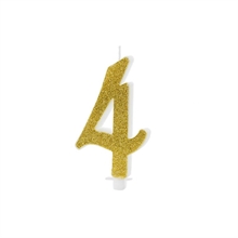 CANDELINA NUMERO 4 GLITTER ORO 10 CM