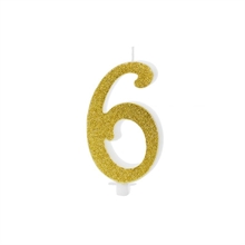 CANDELINA NUMERO 6 GLITTER ORO 10 CM