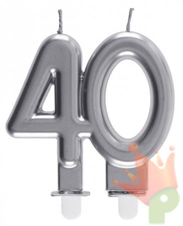 CANDELINA NUMERO 40 ARGENTO 7,5X9CM
