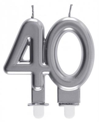 CANDELINA NUMERO 40 ARGENTO 7,5X9CM