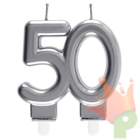 CANDELINA 50 ANNI ARGENTO 7,5X9CM