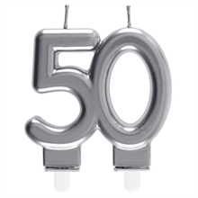 CANDELINA 50 ANNI ARGENTO 7,5X9CM