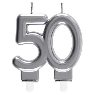 CANDELINA 50 ANNI ARGENTO 7,5X9CM