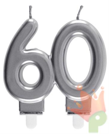 CANDELINA NUMERO 60 ARGENTO 7,5X9CM