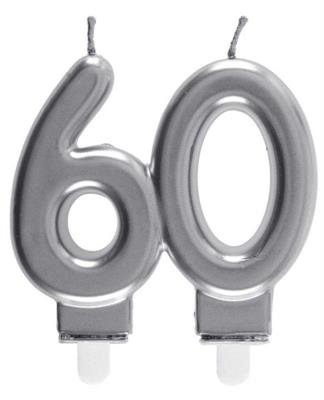 CANDELINA NUMERO 60 ARGENTO 7,5X9CM