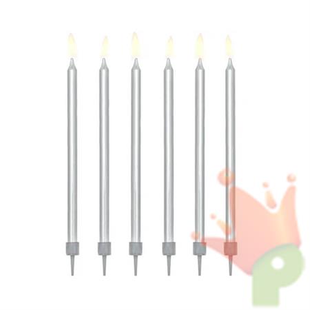 CANDELINA MATITA ARGENTO 12.5CM 12PZ
