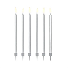 CANDELINA MATITA ARGENTO 12.5CM 12PZ