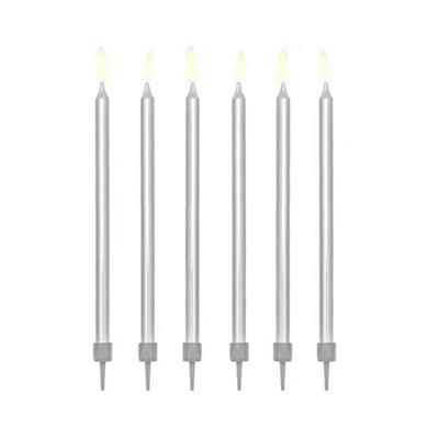 CANDELINA MATITA ARGENTO 12.5CM 12PZ