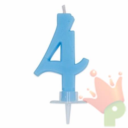 CANDELINA NUMERO 4 CERA ITALIC CELESTE 7CM
