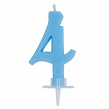 CANDELINA NUMERO 4 CERA ITALIC CELESTE 7CM
