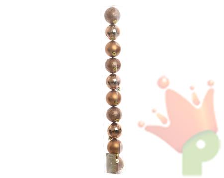 PALLINE PER ALBERO IN TUBO 10PZ BRONZO dia6cm