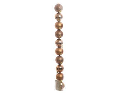 PALLINE PER ALBERO IN TUBO 10PZ BRONZO dia6cm