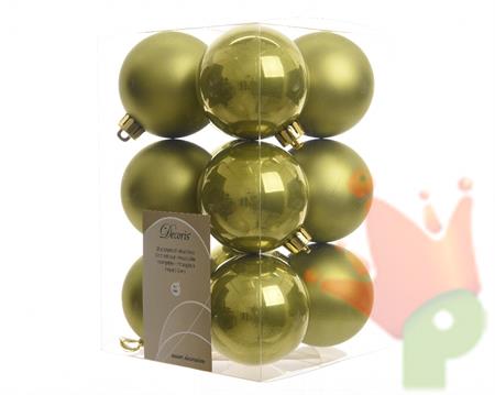 PALLINE PER ALBERO 12 PZ VERDE OLIVA dia6cm