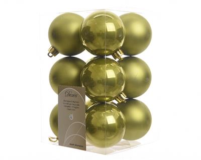 PALLINE PER ALBERO 12 PZ VERDE OLIVA dia6cm
