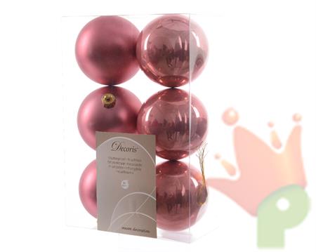 PALLINE PER ALBERO DA 6 PZ ROSA SCURO dia8cm