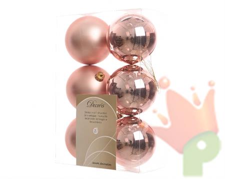 PALLINE PER ALBERO ROSA CHAMPAGNE 6 PZ dia8cm