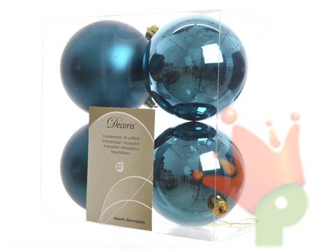 PALLINE DI NATALE BLU PETROLIO 10CM 4 PZ