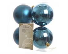 PALLINE DI NATALE BLU PETROLIO 10CM 4 PZ