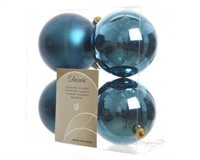 PALLINE DI NATALE BLU PETROLIO 10CM 4 PZ