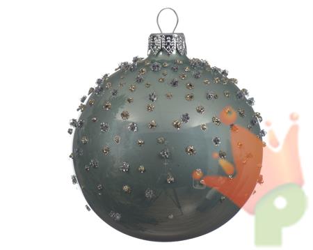 PALLINA DI NATALE VERDE SALVIA DECORO ARGENTO