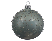 PALLINA DI NATALE VERDE SALVIA DECORO ARGENTO