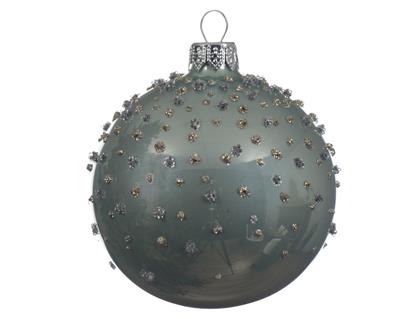 PALLINA DI NATALE VERDE SALVIA DECORO ARGENTO