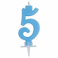 CANDELINA NUMERO 5 CERA ITALIC CELESTE 7CM