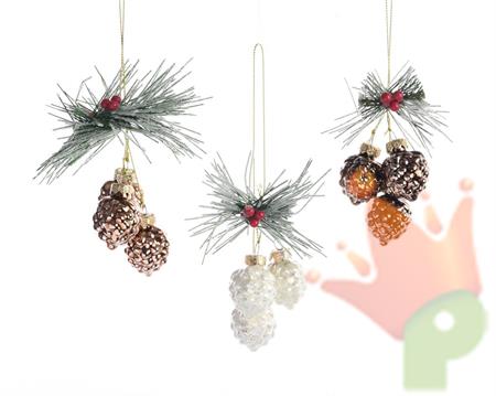 PENDENTI PER ALBERO DI NATALE PIGNE 2,5X4CM
