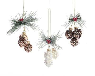 PENDENTI PER ALBERO DI NATALE PIGNE 2,5X4CM