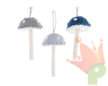 DECORAZIONI FUNGO PENDENTI FELTRO 2 ASS  dia9x14cm
