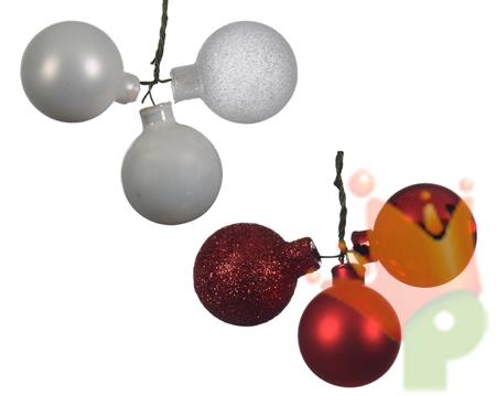 PALLINE PER ALBERO BIANCHE E ROSSE ASSORTITE DA 3 PZ  dia3cm