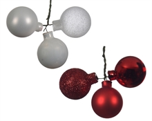 PALLINE PER ALBERO BIANCHE E ROSSE ASSORTITE DA 3 PZ  dia3cm