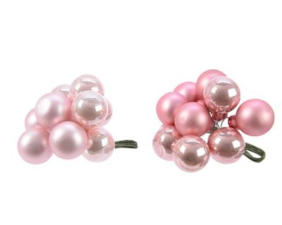 PALLINE DI NATALE A GRAPPOLO ROSA 10 PZ