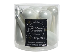 PALLINE NATALIZIE GOCCIA VETRO BIANCO 2,7X2,7X7,5 BOX DA 12 PZ