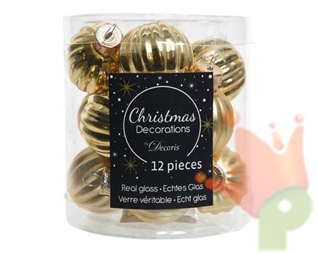 PALLINE NATALIZIE IN VETRO ORO DIA 3CM BOX DA 12 PZ
