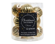 PALLINE NATALIZIE IN VETRO ORO DIA 3CM BOX DA 12 PZ
