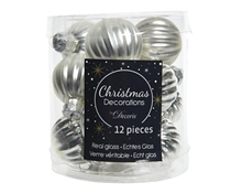 PALLINE NATALIZIE ARGENTO IN VETRO DIA 3CM BOX DA 12 PZ