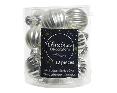 PALLINE NATALIZIE ARGENTO IN VETRO DIA 3CM BOX DA 12 PZ