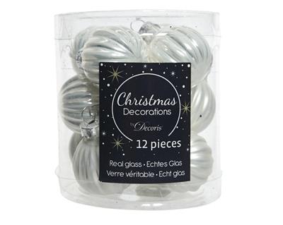 PALLINE NATALIZIE BIANCO PERLA IN VETRO DIA 3CM BOX DA 12 PZ