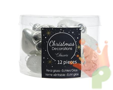 PALLINE NATALIZIE 4 FIGURE ARGENTO BOX DA 12 PZ