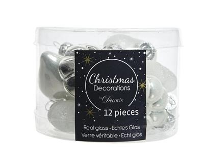 PALLINE NATALIZIE 4 FIGURE ARGENTO BOX DA 12 PZ