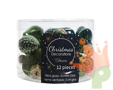 PALLINE NATALIZIE 4 FIGURE VERDE BOX DA 24 PZ