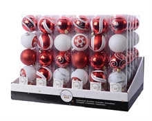 PALLINE NATALIZIE 60MM BIANCO E ROSSO 5 PZ IN TUBO