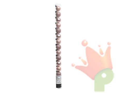 PALLINE PER ALBERO 30MM ROSA ANTICO 15 PZ IN TUBO