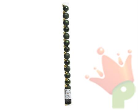 PALLINE PER ALBERO 30MM VERDE PINO 15 PZ IN TUBO
