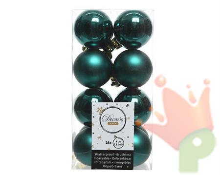 PALLINE NATALIZIE 40MM VERDE SMERALDO BOX DA 16 PZ