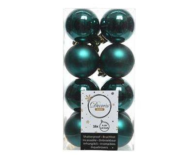 PALLINE NATALIZIE 40MM VERDE SMERALDO BOX DA 16 PZ