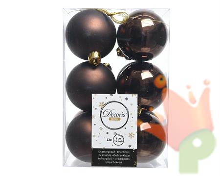 PALLINE NATALIZIE 60MM MARRONE BOX DA 12 PZ