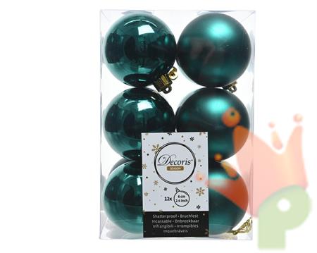 PALLINE NATALIZIE 60MM VERDE SMERALDO BOX DA 12 PZ