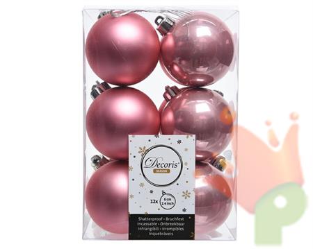 PALLINE NATALIZIE 60MM ROSA WILD BOX DA 12 PZ